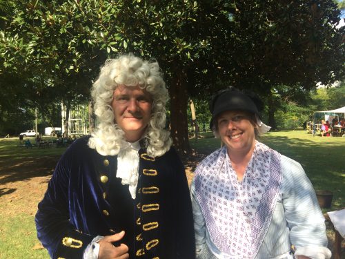 Jim McKee and Becky Sawyer, historic interpreters from Southport, North Carolina, were thankful for the moderate temperatures and refreshing breeze all day long at the Festival of Yesteryear.