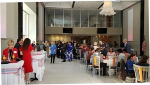 Wide angle shot showing attendees at the 2020 Lafayette Society annual luncheon social