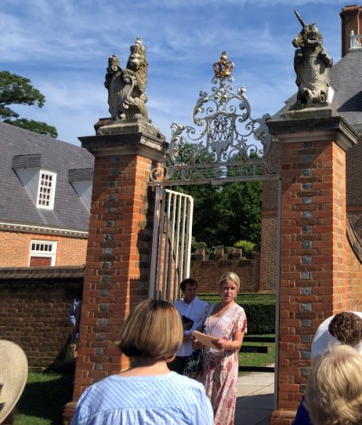 AFL officer Abbey Evans talking in front of the Governor's Palace in Williamsburg, VA